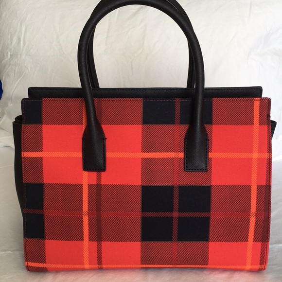 NWOT Kate Spade Cameron Street Plaid Candace Leather Satchel Bag - Picture 2 of 16